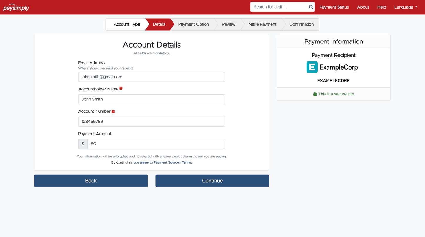 PaySimply dedicated landing page with your logo and custom URL